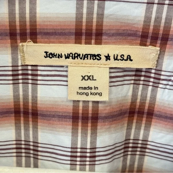 John Varvatos Men’s Western Plaid Button Down Long Sleeve Shirt Brown XXL